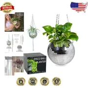 Boho Style Silver Disco Ball Planter with Self-Watering and Unique Hangers
