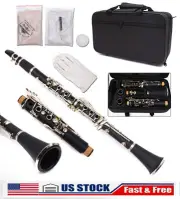 New Clarinet Bb Key 17 Key Two Barrels Ebonite Body Nickel Plated &case