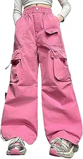 [Generic] Baby Girl Clothes Bell Bottoms And Autumn New Models For Middle And Large Children With Big Pockets Personalized Retro Wide Leg Pants Trendy Cool Loose Casual Overalls 4t Girl Clothes