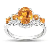 1.9 Carat Genuine Citrine & White Topaz Sterling Silver Ring