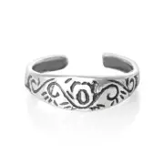 Sketch Design Toe Ring Genuine Sterling Silver 925 Size Adjustable