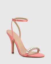 Aria Peachy Pink Recycled Satin Stiletto Heel Sandal