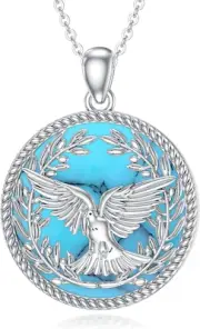 Turquoise Dove Necklace Sterling Silver Holy Spirit Pendant Jewelry for Women