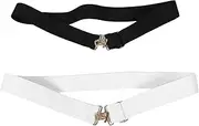 [FRCOLOR] 2pcs Women Elastic Stretch Belt with Flat Buckle for Dresses and Casual Outfits Versatile Use for Everyday Wear Equestrian Sports and Outdoor Activities