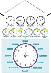 Kids Learning Clock,Educational Kids Clock Learning - Double Side Time Practice Tool with Dry Erase Writing Area, Cute Style Educational Resource for Classroom and Home Use