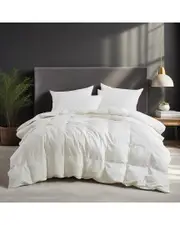 Unikome All-Season Medium Warmth Solid Pattern Duvet Insert White Goose Down Feather Comforter