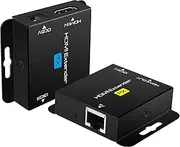 HDMI Extender Splitter 60M/196Ft With POC 1080P@60Hz 3D HDMI Repeater (TX and RX) HDMI RJ45 Extender HDMI to cat5/at5e/Cat6/Cat7/Cat8 Converter by UTP OFC Cable with 5V Power Adapter