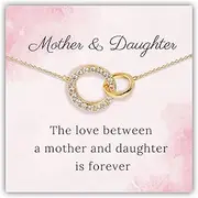 SilverLining Creation Mother Daughter Necklace – Gifts for Mom, Gifts for Daughter, Mom Birthday Gifts, Daughter Birthday Gifts, 18K Gold Plated, 5A Zirconia, Triple-Layered Finish, Size 17-19''