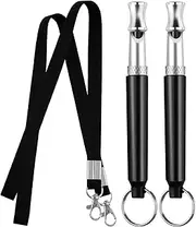 Dog Whistle, 2 Pack Adjustable Ultrasonic Dog Whistle to Stop Barking Neighbors Dog, Recall Training, Professional Ultrasonic Silent Dog Whistle Training to Stop Barking Control Devices (Black)
