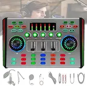 Professional Audio Mixer,Live Sound Card for Streaming,Podcast Equipment with Various Sound Effects,Portable Multi-Function Sound Card,for Indoor & Outdoor Streaming,Combo2