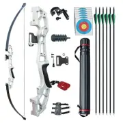 Archery 50" Takedown Bow & Arrows Set For Adults Metal Riser Right(40LB,Silver)