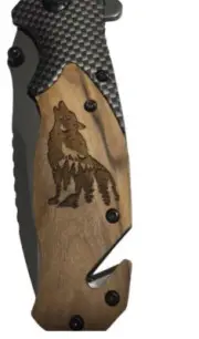 Handmade Howling sitting Wolf Engraved 8" Blade Folding Pocket Knife Custom Des