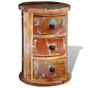 Round Storage Cabinet 3 Drawers Side Table Antique Vintage