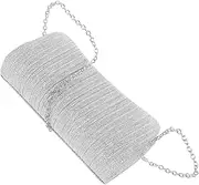[VALICLUD] Metal Chain Shoulder Bag Wedding Clutch Purse Pleated Design Evening Bag for Parties
