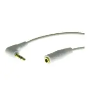 6' White 3.5mm Male Right Angle to 3.5mm Female Gold Stereo Cable