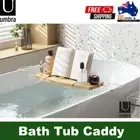 Umbra Aquala Bamboo Extendable Bath Tub Caddy Wine Glass Ipad Book Holder