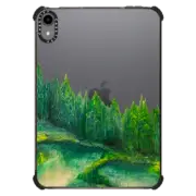iPad mini (6th gen) iPad Impact Case WOODLAND RETREAT 4 IPAD, FOREST TREES GREEN AQUA TEAL NATURE MOUNTAINS PAINTING