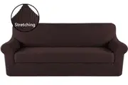 2 Pieces High Stretch Sofa Cover 1 2 3 Seater Easy Fit Lounge Couch Super Quality Slipcovers - Brown