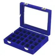 Ring Display Case Jewelry Storage Box Organizer Glass Top 24 Slot Tray Holder
