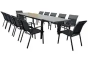 VI Icaria Outdoor Extendable Dining with 12 Stackable Dining Chairs Set