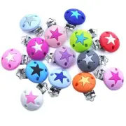 1Pc Pacifier Clip Crown Heart Stars Silicone Beads DIY Baby Soother Dummy Holder