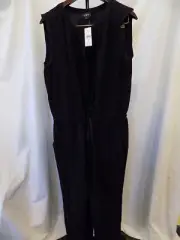 NWT ANN TAYLOR LOFT Classic Black Rayon Blend Pants Jumper Sz 8 (314)