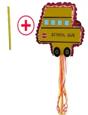 Number Four Cuatro 4 School Bus Pinata Birthday Hit Pull string OPTION OF STICK