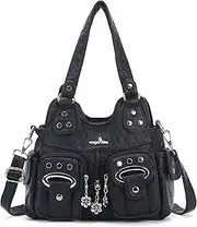 [angel kiss] Purses for Women Small Hobo Crossbody Bags Multi-Pocket Vegan Leather Hobo Handbags Tote Bag with Crossbody Strap