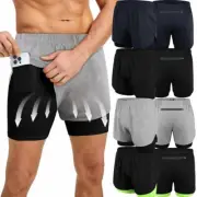 Men Performance Shorts Compression Liner Quick-dry Athletic Train Shorts Pockets