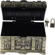 CLISPEED Treasure Chest for Pirate Theme Decorative Storage Box with Lock Key for Birthdays Halloween Parties and Classroom Prizes Versatile Jewelry Case for Organized Fun