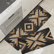 Black Boho Aztec Kitchen Mats Rugs Sets of 2 Cushioned anti Fatigue Floor Mat We