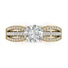 1.25 Round Sapphire Promise Engagement Bridal Wedding Ring 14k 2 tone Gold