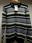Warm JACK SPAID $198 Blue Black LAMBSWOOL Striped Men Size Small S KNIT Sweater