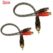 2PCS DS18 RCA Splitter 2 Female to 1 Male Y Connector Car Home Audio Cable