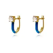 Culturesse Gabriela U-Huggie Earrings Jewellery 18k Gold Plating Clear Zircon