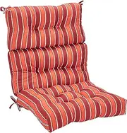 Amazon Basics Tufted Outdoor High Back Patio Chair Cushion- Red Stripe