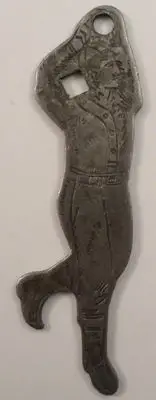 COCA-COLA COKE BASEBALL BOTTLE OPENER ENGRAVED WITH ANTIQUE PATINA #A1
