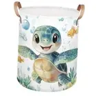Ocean Theme Laundry Basket for Boys - Kids Laundry Hamper with Fish Sea Turtle