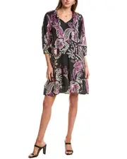 Johnny Was Tiered Tassel Silk Dress