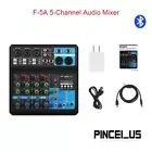 F-5A 5-Channel Audio Mixer Bluetooth Mixing Console Sound Card for Livestreaming
