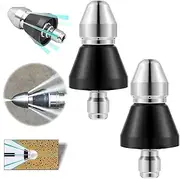 2Pcs Sewer Jetter Nozzle, 5000 PSI High Pressure Drain Jetter Hose Nozzle Stainless Steel Drain Cleaner Nozzle Quick Release Sewer Cleaning Tool 1/4inch Quick Connector for Hose