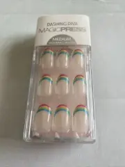 Dashing Diva Magic Press Medium ‘Rainbow French Nails’ Round Pride