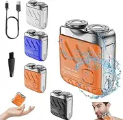R12 Mini Shaver,Beard Shaver for Men, Men's Portable Mini Electric Shaver,Electric Mini Portable Razor, Portable Electric Shavers, USB Rechargeable One-Button Long Lasting for Home Travel (Orange)