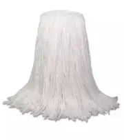 Banded Rayon Cut-End Mop Heads, White, 20 oz, 1 1/4" Headband, White, Set Of 2