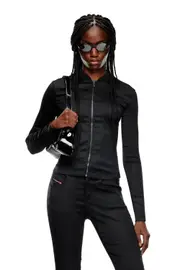 [Diesel] Diesel - Rib-knit and stretch satin jacket - Jackets - Woman - Black 38 Black