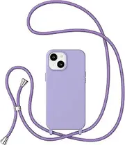 ZTOFERA for iPhone 15 Case with Strap,Crossbody Phone Case with Adjustable Neck Shoulder Lanyard,Soft Silicone Shockproof Protective Phone Case for iPhone 15 6.1 inch-Purple