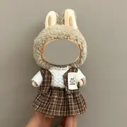 Labubu doll clothes 17cm canvas blind box pendant, first and second generation vinyl plush toy set——colour:LBB-62,height:17cm
