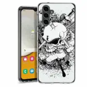 For Samsung Galaxy A13/A12 5G clear TPU Case Cover+Glass(Silver Skull)
