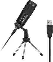 zolyet Professional Studio Microphone USB Metal Condenser Microphone with Cardioid Studio Mic for PC Laptop Black Black