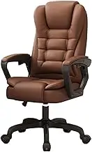Executive Desk Chair Office Chair PU Leather Desk Chair for Adults High Back Executive Offices Chair with Lumbar Support Flip Up Armrest Rolling Swivel Adjustable Task Chair Office Chair(Brown)